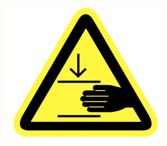 Afbeeldingen van Pletgevaar+hand vinyl-sticker 90mm