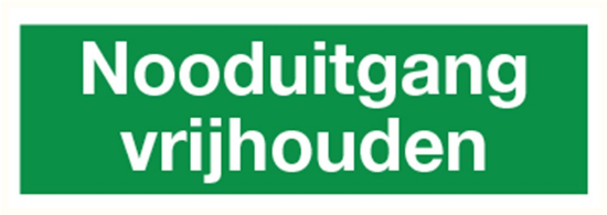 Afbeeldingen van Nooduitgang vrijhouden vinyl-sticker 500x200mm