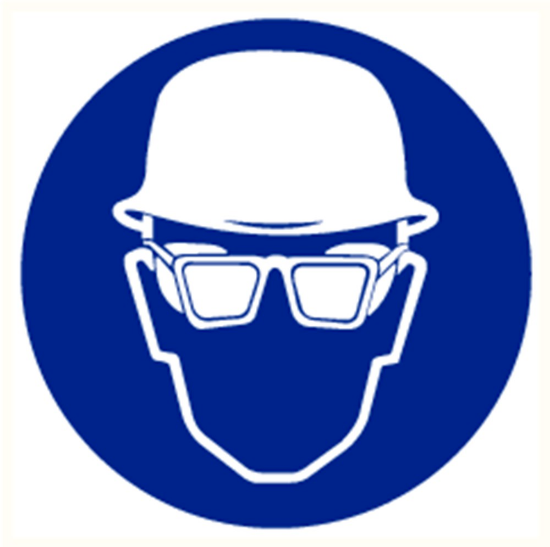 Afbeeldingen van Helm en bril verplicht vinyl-sticker 200mm