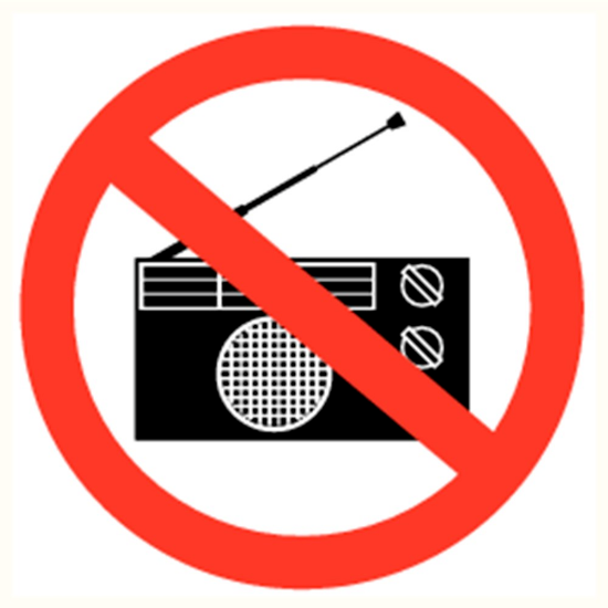 Afbeeldingen van Radio verboden vinyl-sticker 90mm