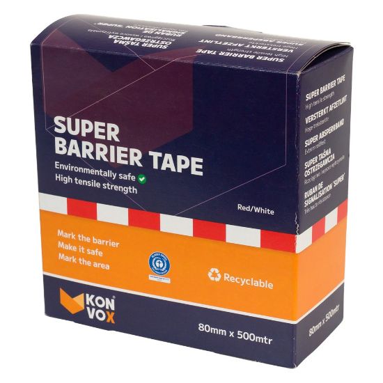 Afbeeldingen van Afzetlint rood-wit 80mm/500mtr