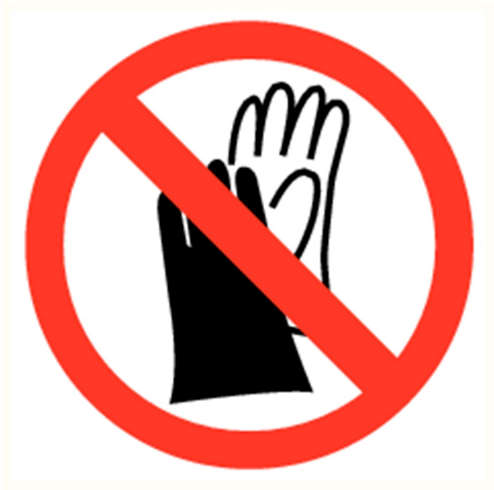 Afbeeldingen van Handschoenen verboden vinyl-sticker 90mm