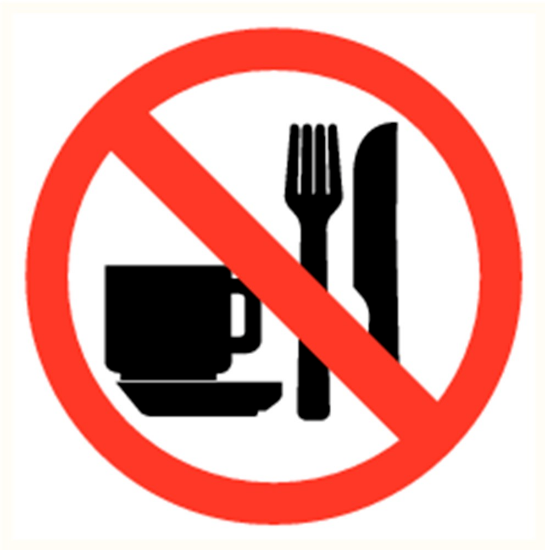 Afbeeldingen van Eten en drinken verboden vinyl-sticker 90mm