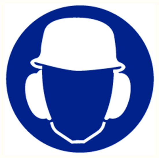 Afbeeldingen van Helm en oorkap verplicht vinyl-sticker 200mm