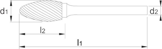 Afbeeldingen van Phantom hm-stiftfrees vlamvorm h8x19x6x64-1 alu