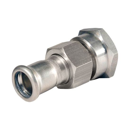 Afbeeldingen van Press rvs-316L kiwa 3-del. koppeling vlakdichtend 1/2bix15 m