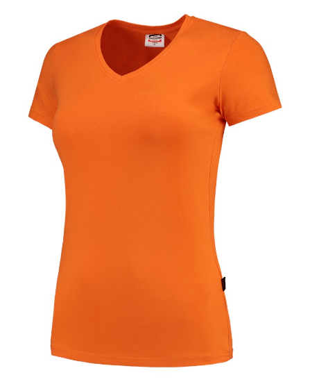 Afbeeldingen van Tricorp dames t-shirt 101008 slim fit   v-hals 101008 orange (oranje) M