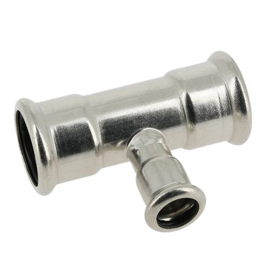 Afbeeldingen van Press rvs-316L kiwa T-stuk 108x76.1x108