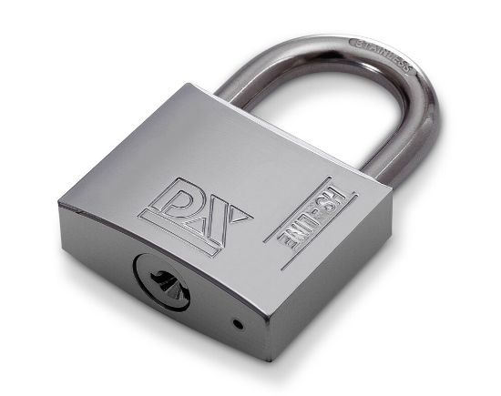 Afbeeldingen van Marine hangslot 30mm messing/verchroomd RVS open beugel 2-sleutels KA301