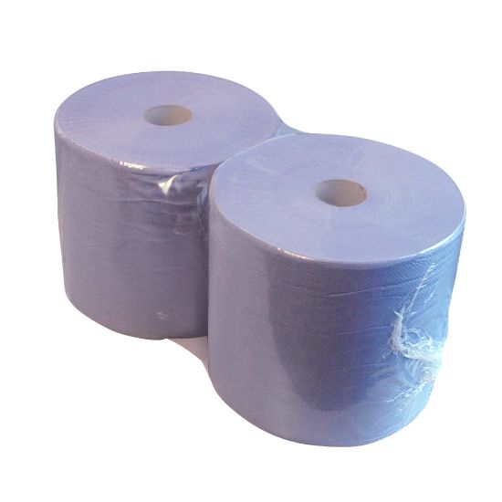 Afbeeldingen van Industrie poetspapier L2 26cm recycled blauw verlijmd 380mtr ve2