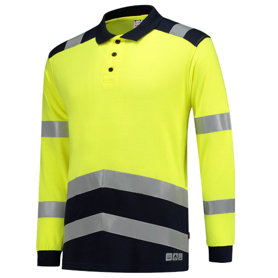 Afbeeldingen van Tricorp poloshirt multinorm bicolor 203003 yellow/ink (geel highvis/blauw) 2XL