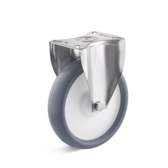 Afbeeldingen van Rvs bokwiel 100mm thermoplast           90kg