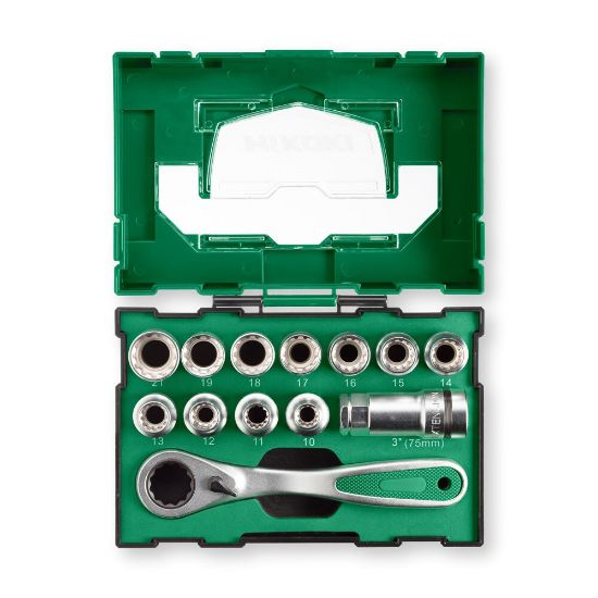 Afbeeldingen van Hikoki doorsteek dopsleutelset 13dlg    Box III