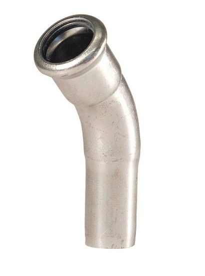 Afbeeldingen van Press rvs-316L kiwa insteekbocht 45° 15mm