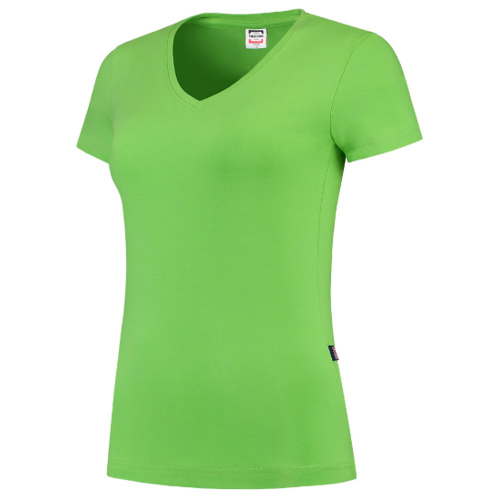 Afbeeldingen van Tricorp dames t-shirt 101008 slim fit   v-hals 101008 lime (groen) XL