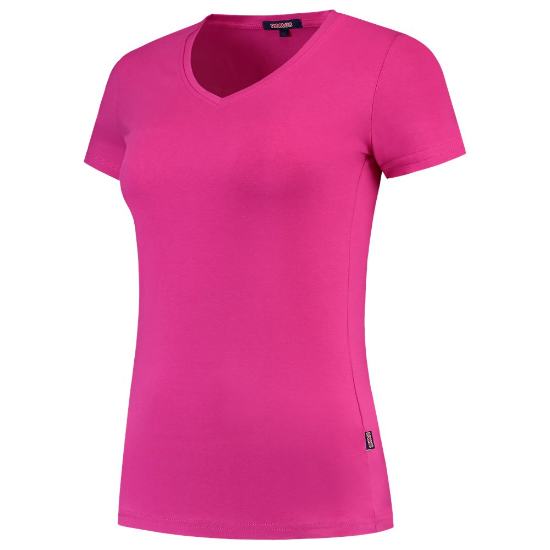 Afbeeldingen van Tricorp dames t-shirt 101008 slim fit   v-hals 101008 fuchsia (roze) 2XL