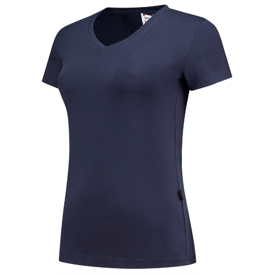 Afbeeldingen van Tricorp dames t-shirt 101008 slim fit   v-hals 101008 ink (blauw) L