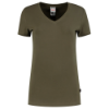 Afbeeldingen van Tricorp dames t-shirt 101008 slim fit   v-hals 101008 army (groen) L
