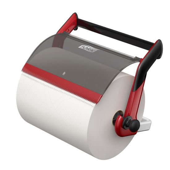 Afbeeldingen van Tork industrie poetspapier wanddispenser zwart/rood kunststof/metaal