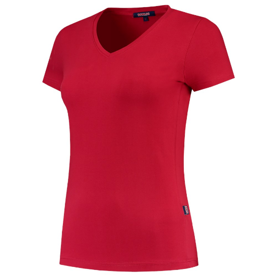 Afbeeldingen van Tricorp dames t-shirt 101008 slim fit   v-hals 101008 red (rood) L