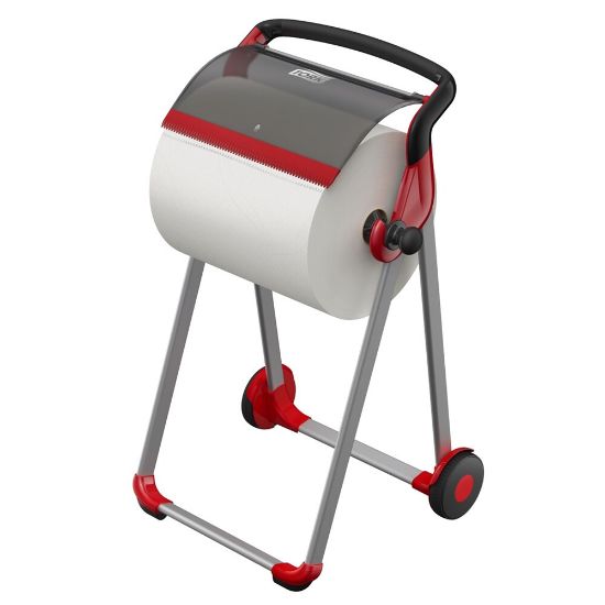 Afbeeldingen van Tork industrie poetspapier vloerdispenser zwart/rood kunststof/metaal