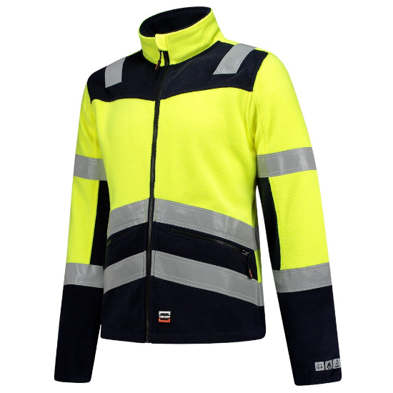 Afbeeldingen van Tricorp fleecejack multinorm bicolor 403013 yellow/ink (geel high vis/blauw) XL