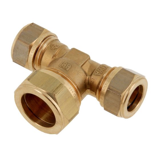 Afbeeldingen van Knelkoppeling T-stuk messing  15 x 22 x 15