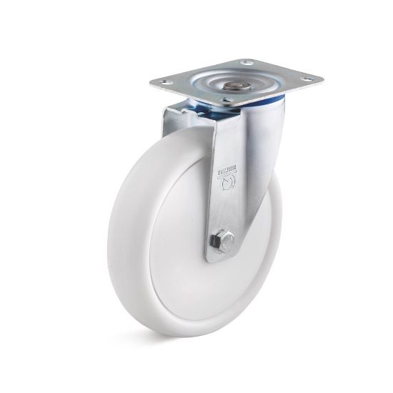 Afbeeldingen van Zwenkwiel 80mm polypropyleen            150kg wit