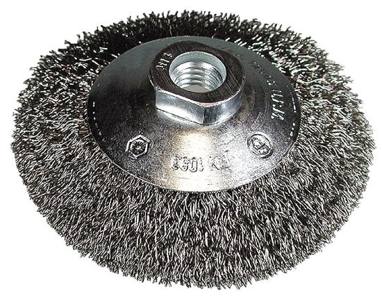 Afbeeldingen van Hikoki kegelborstel gegolfd 100mm m14   staal