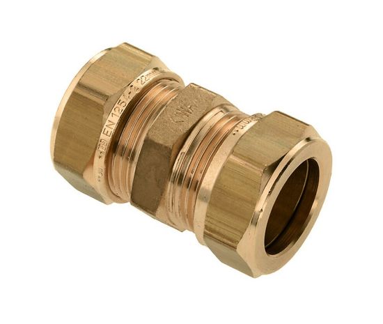 Afbeeldingen van Knelkoppeling recht messing   28 x 28