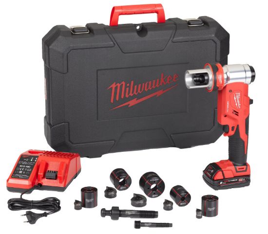 Afbeeldingen van Milwaukee M18 ponsmachine HKP-201CA (1x 2.0Ah) + set ponsen/matrijzen in koffer