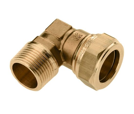 Afbeeldingen van Knelkoppeling knie messing    1.1/4 x 35 buitendraad