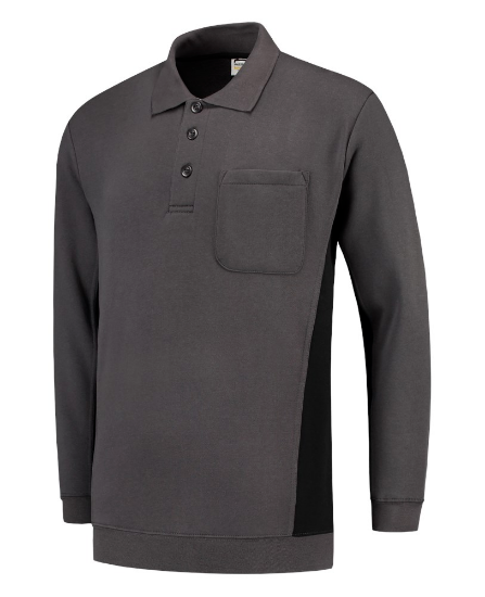 Afbeeldingen van Tricorp polosweater bicolor borstzak 302001 darkgrey/black (grijs/zwart) M