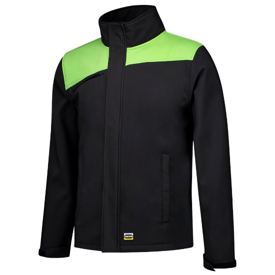 Afbeeldingen van Tricorp softshell bicolor naden 402021   black/lime (zwart/groen) 7XL
