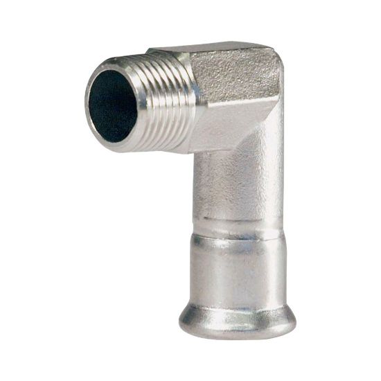 Afbeeldingen van Press rvs-316L kiwa knie 2 buitendraadx54mm