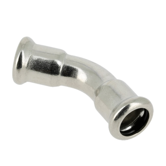 Afbeeldingen van Press rvs-316L kiwa bocht 45° 22x22mm