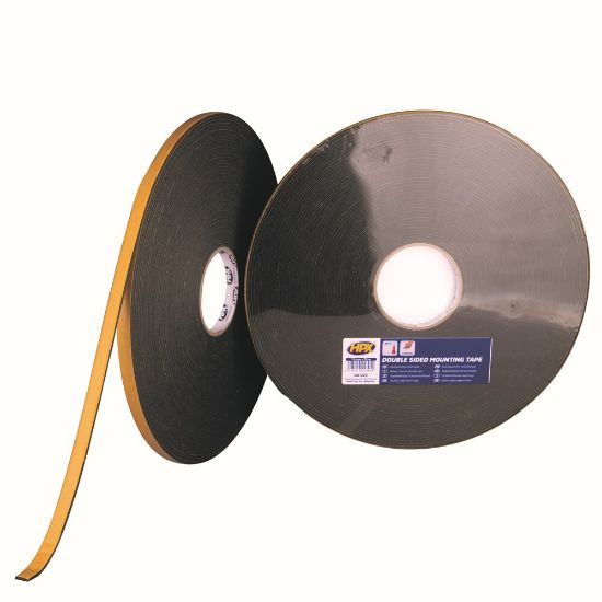 Afbeeldingen van Dubbelzijdige tape DA 12mm 25mtr 3.0mm  antraciet polyethyleenschuim/synt rubber