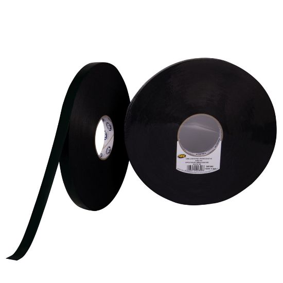 Afbeeldingen van Dubbelzijdige tape DM 19mm 50mtr 0.9mm  zwart polyethyleenschuim/acrylaat