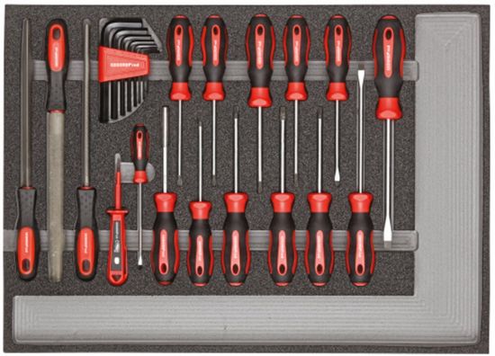 Afbeeldingen van Gedore schuimmodule 3/3 schroevendraaier-vijlenset 25dlg R22350002