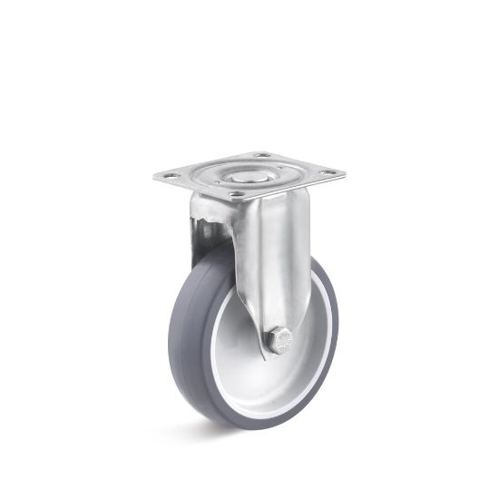 Afbeeldingen van Rvs bokwiel 100mm thermoplast           80kg