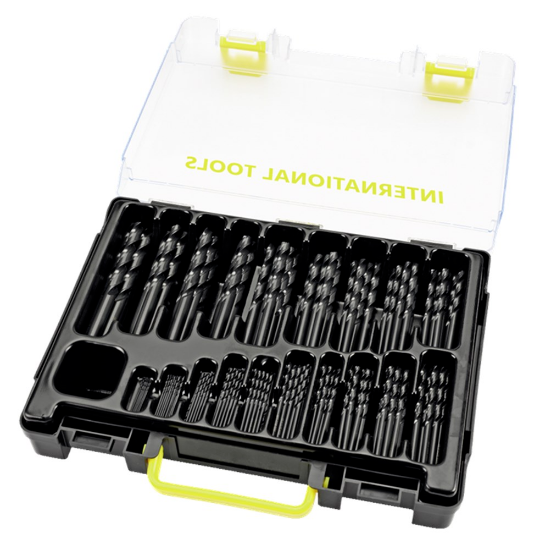 Afbeeldingen van International Tools borenkoffer 170dlg 1-10x0.5 eco zwart geslepen 11.416