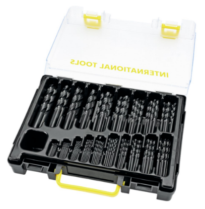 Afbeeldingen van International Tools borenkoffer 170dlg 1-10x0.5 eco zwart geslepen 11.426