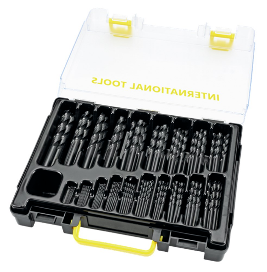 Afbeeldingen van International Tools borenkoffer 170dlg 1-10x0.5 eco zwart geslepen 11.426