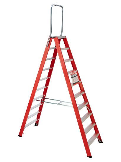 Afbeeldingen van 4tecx industrietrap 2x10 aluminium      dubbel oploopbaar met beugel