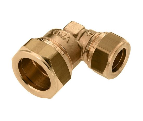 Afbeeldingen van Knelkoppeling knie messing    15 x 10