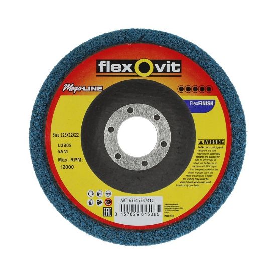 Afbeeldingen van Flexovit Flexfinish blauw polijstschijf 125mm medium 12000tpm ve10