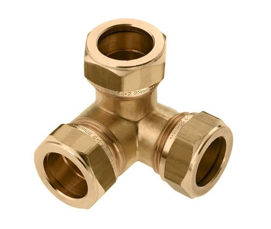 Afbeeldingen van Knelkoppeling hoek T-stuk     messing 15 x 15 x 15