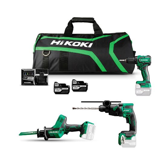Afbeeldingen van Hikoki 18V combiset KC18H4B-502 DH18DPBW4Z/CR18/DS18/2xBSL1850C/UC18YSL3W0Z tas