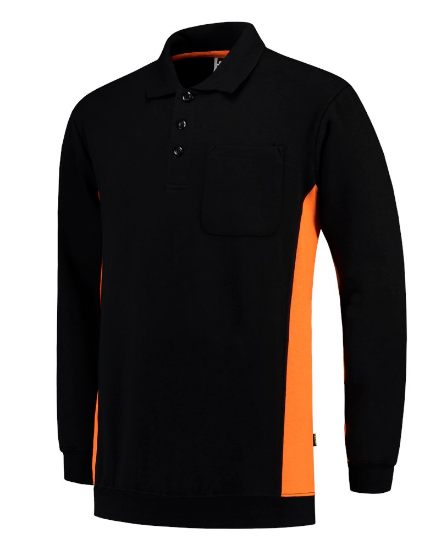 Afbeeldingen van Tricorp polosweater bicolor borstzak 302001 black/orange (zwart/oranje) 5XL