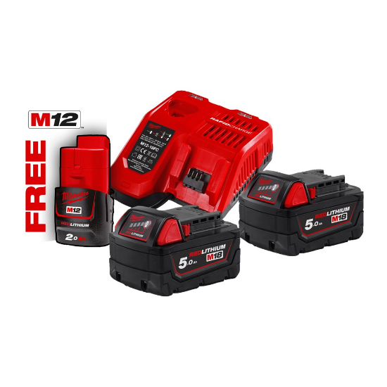 Afbeeldingen van Milwaukee M18 accupack+lader NRG-502